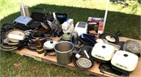 pots, pans, skillets, stainless pan, misc,