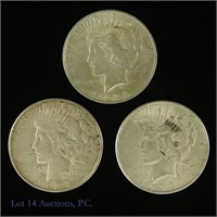 1923 P-D-S Silver Peace Dollars (3)