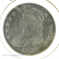 1824 Silver Capped Bust Half Dollar (F?)