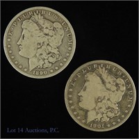 1890 & 1901-O Silver Morgan Dollars (2)