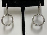 Sterling Earrings Simulated Diamonds 6.1gr TW NEW