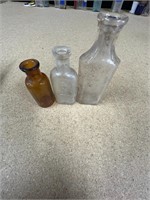 3 Tiny Antique Glass Medicine Bottle