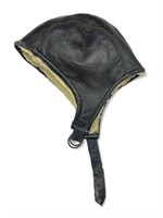 Vintage lambskin-lined aviator leather hat
