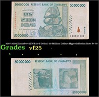 2007-2008 Zimbabwe (ZWR 3rd Dollar) 50 Million Dol