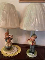 Vintage Japan, boy and girl lamps 18 inches high