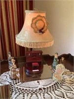 17" Piano lamp, and girl figurines