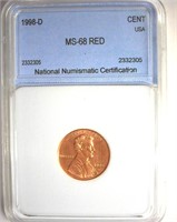 1998-D Cent MS68 RD LISTS $185