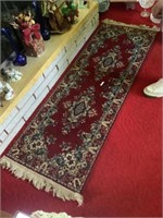 Oriental fringed hall carpet 69" x 23 1/2 in