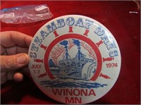 NOS 1974 Steamboat days large pin. Winona,Minnesot