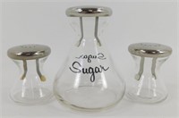 * Vintage 1957 Sugar, Salt and Pepper Set - Glass