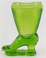 * Vintage Green Glass Boot Vase