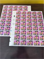 2 Sheets of Elvis Presley Stamps