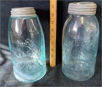 Early 1/2 Gallon Blue Mason Jars