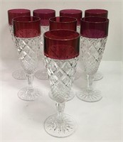 8 Cranberry & Glass Champagne Flutes