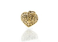 9ct Rosy gold fret heart pendant