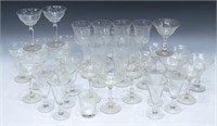 (35) GROUP OF ETCHED GLASS STEMWARE