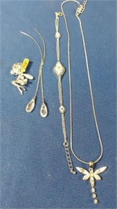 Bag- Dragonfly Necklace, Bracelet, Earrings,