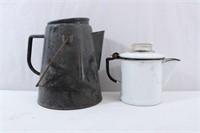 Pair Enamelware Coffee Kettles/Pots