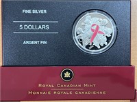 2006 Cdn $5 Pink Enamel Effect, .9999 Silver