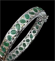 Natural Untreated Colombian Emerald Bangle