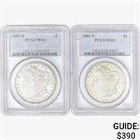 [2] 1885-O Morgan Silver Dollars PCGS/NGC MS63