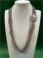 Vintage Silvertone multi strand necklace
