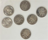 7 POST CONFEDERATION STERLING 50 CENT COINS