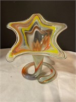 8” T Murano art glass star burst sculpture vase