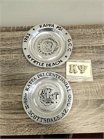 2 Kappa Psi Aluminum Plates and 1 Decal