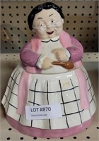 VTG. CERAMIC GRANNY WITH MIXING SPOON COOKIE JAR