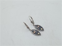 12K & Sterling Black Hills Gold Leverback Earrings