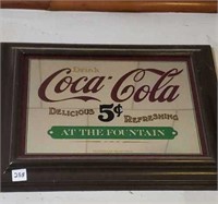 Vintage Coca Cola mirror framed. Late 1970s