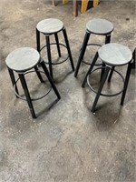 Set of 4 metal & wood seat matching bar stools