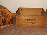 Vintage wood box & replica radio