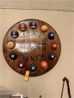 POOL THEMED MIKE'S GAME ROOM CLOCK