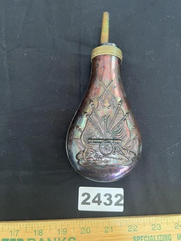 Civil War Copper & Brass Reproduction Powder Flask