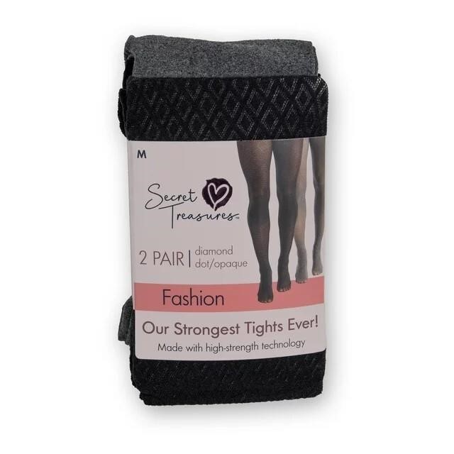 3X/BID XXL Diamond Dot/Opaque Tights, 2PK A5