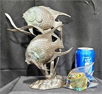 Fish Sculptures - Murano Paper Weight & Cast Iron
