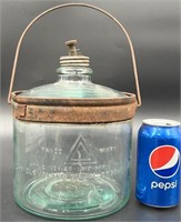 Antique Glass Kerosene Dispenser Jar 1918