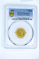 1851 $2.50 Gold Piece Genuine AU