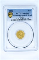 1856 $ G$1 Gold Piece Genuine AU