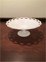 A.H. Milk Glass Pedestal Fruit Bowl