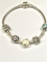 Vintage sterling silver Pandora bracelet with