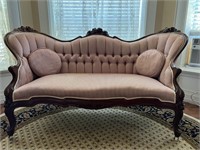 Antique Louis XV Rococo Upholstered Salon Settee