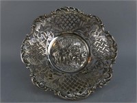 Silverplated Reticulated Bowl w/ Embossed Scene