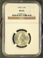 US Coins 1946-S Washington Quarter MS66 NGC
