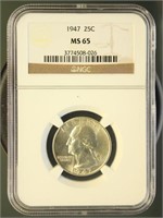 US Coins 1947 Washington Quarter MS65 NGC