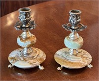 Vintage Onyx & Brass Candle Sticks *Base is