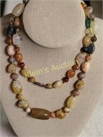 Gemstone Necklace Jade, Rose Quartz  34"