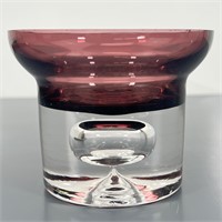 Murano Glass Amethyst & Clear Glass Candle Holder